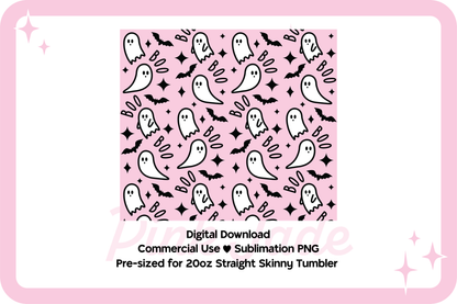 Boo Ghosties 20oz Straight Skinny Tumbler Sublimation Design File