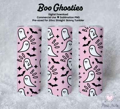 Boo Ghosties 20oz Straight Skinny Tumbler Sublimation Design File