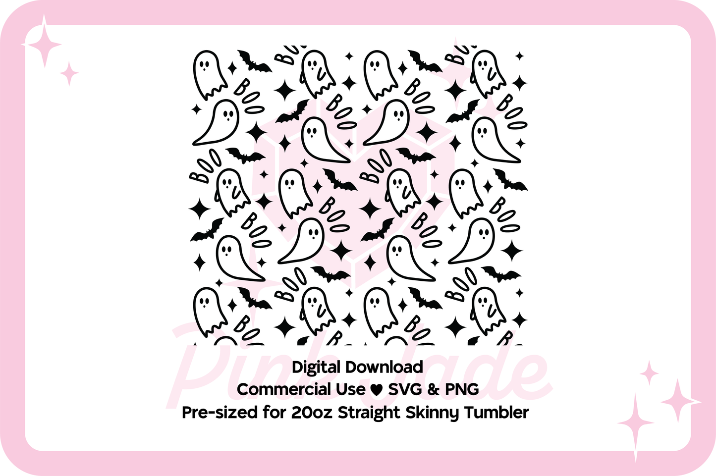 Boo Ghosties 20oz Straight Skinny Tumbler Design File