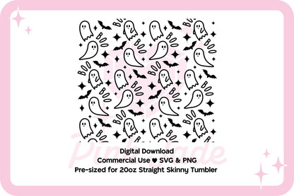 Boo Ghosties 20oz Straight Skinny Tumbler Design File