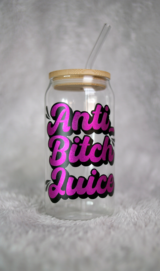 Anti-Bitch Juice 20oz Beer Can Glass Cup