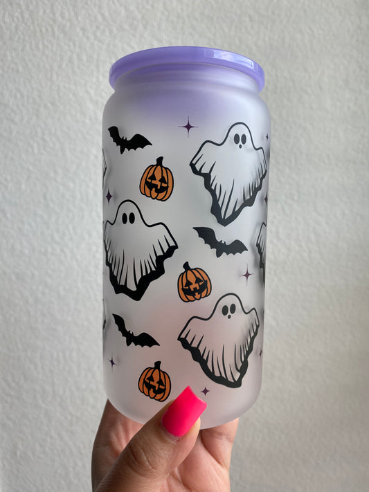 Ghosties, Bats, and Jack-O-Lanterns 16oz Beer Can Glass Cup