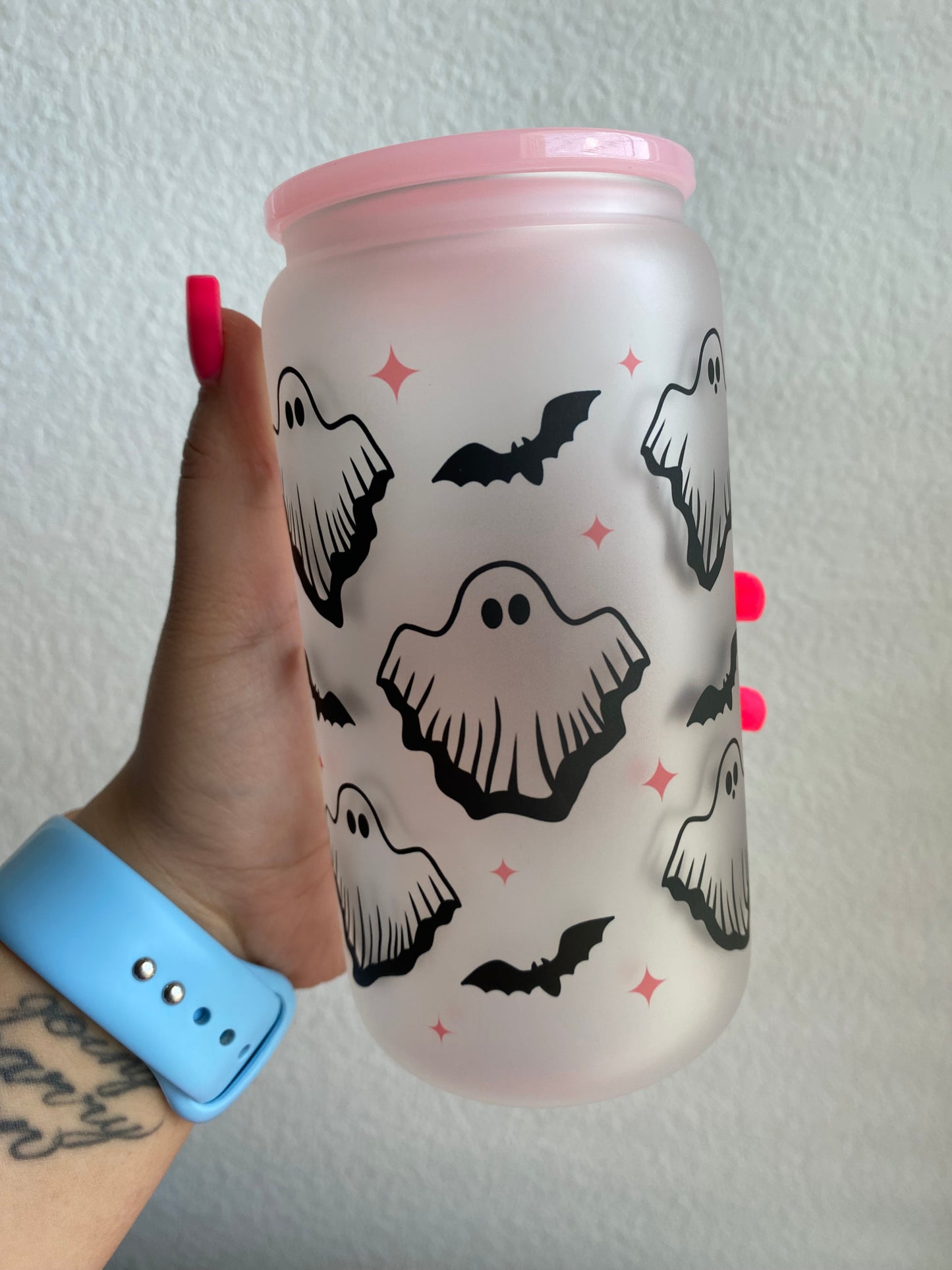 Girly Ghosties and Bats 16oz Beer Can Glass Cup